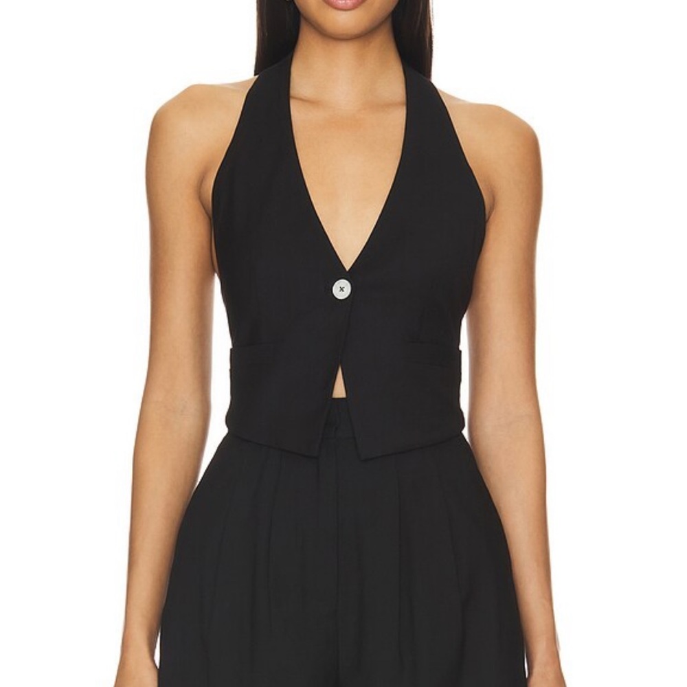 Lovers + Friends Black Halter Neck Blouse